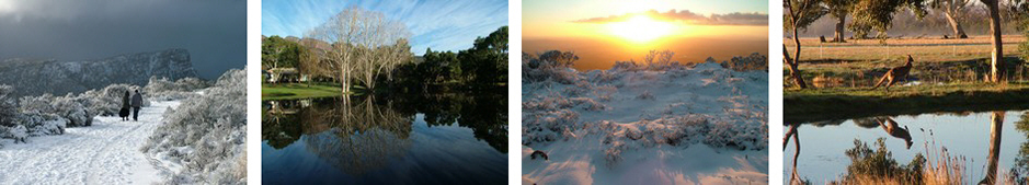 2nd August 2014 saw one of the largest snow falls we have seen from Grampians Paradise Camping and Caravan Parkland in recent decades. The snow stayed on the ground for around 3 days, giving an opportunity to watch sunrise from the summit of Mount Willian over snow covered mountains. Other winter photos include reflections in Blue Lake and a large male kangaroo in Redman Bluff Wetlands, both at Grampians Paradise Camping and Caravan Parkland.